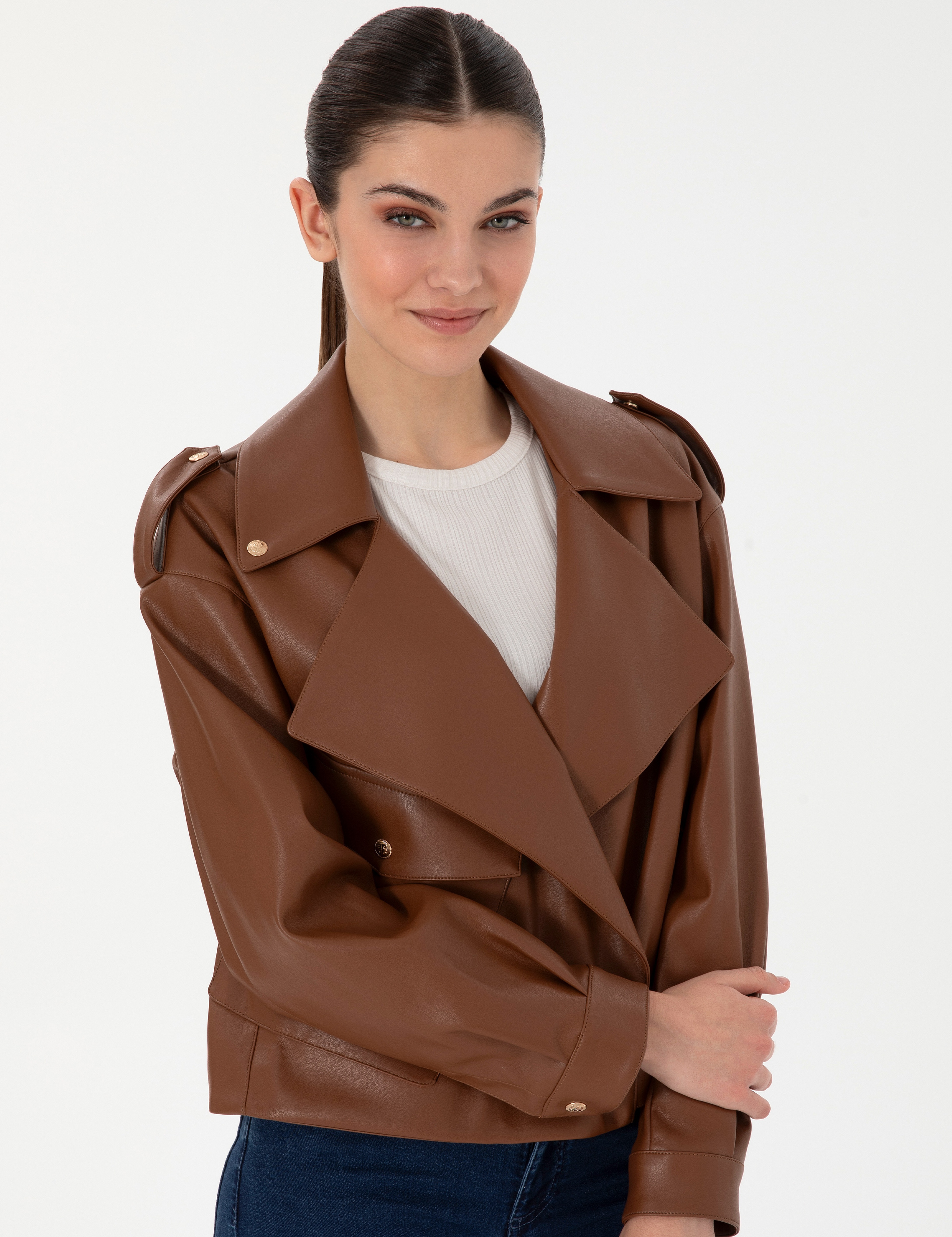 Kahverengi Crop Top Mont - Image 3