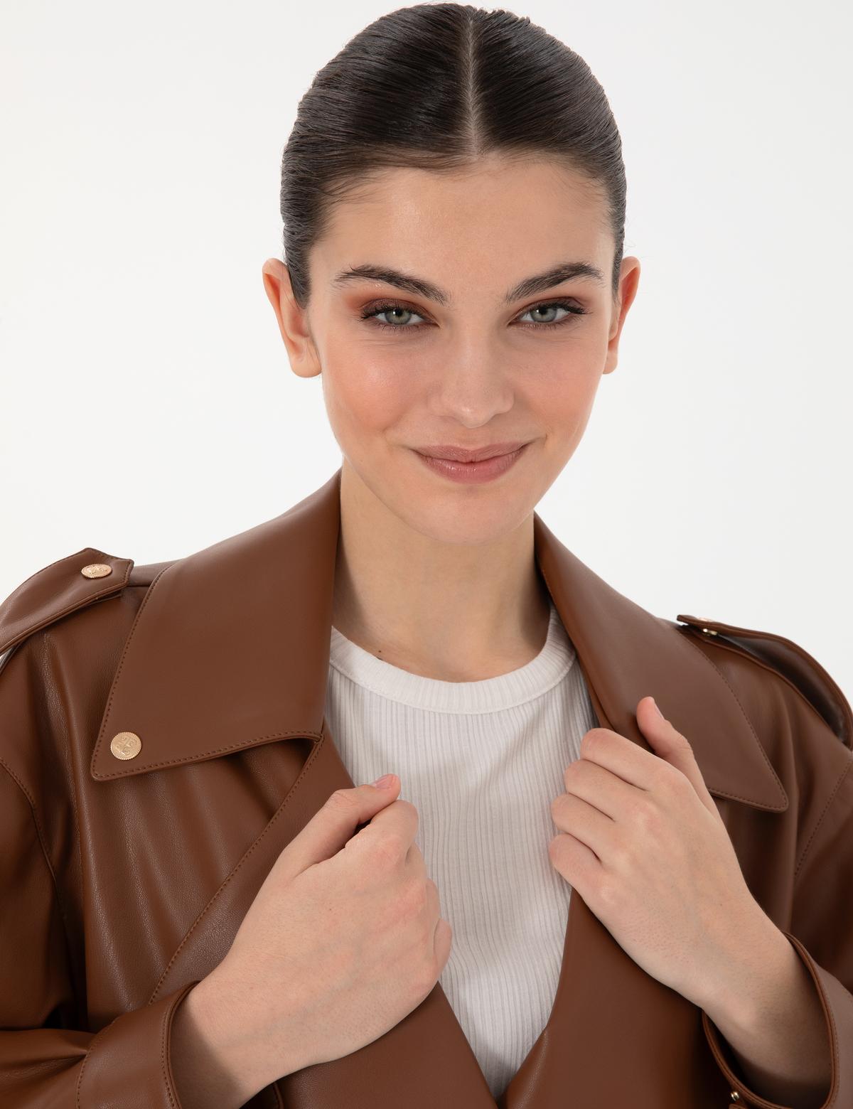 Kahverengi Crop Top Mont - 50306882002