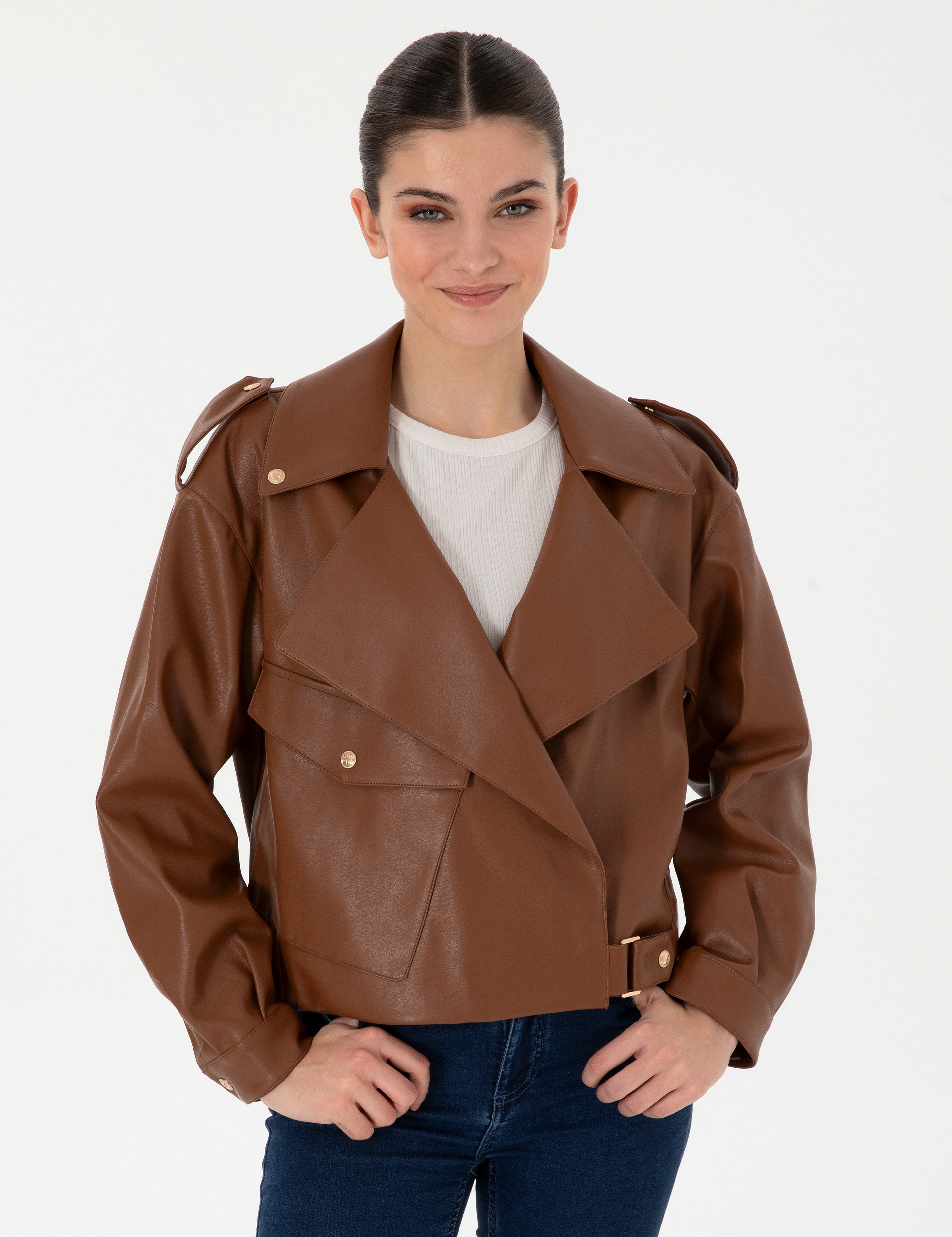Kahverengi Crop Top Mont - Image 1