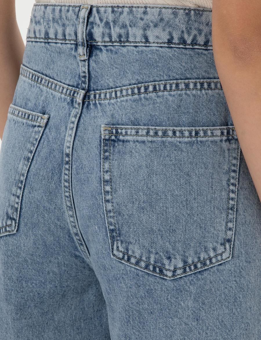 Açık Mavi High Waist Flare Fit Jean Pantolon