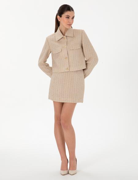 Bej A Kesim Dokuma Etek - 50300037004