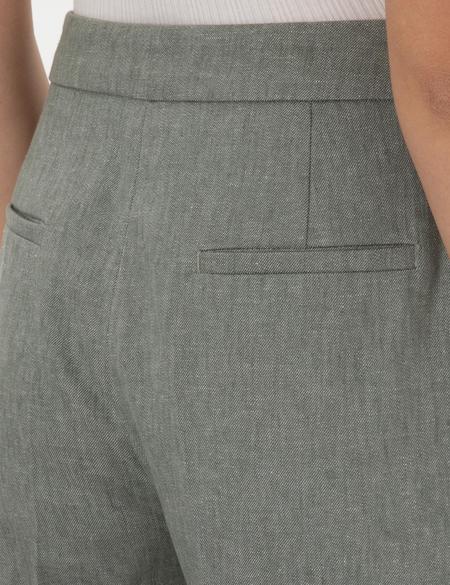 Haki Keten Karışımlı Kumaş Pantolon - 50299967023