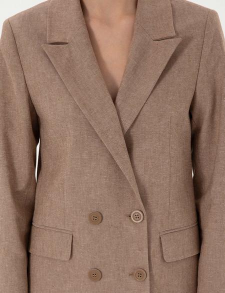 Camel Slim Fit Keten Karışımlı Ceket - 50299966003