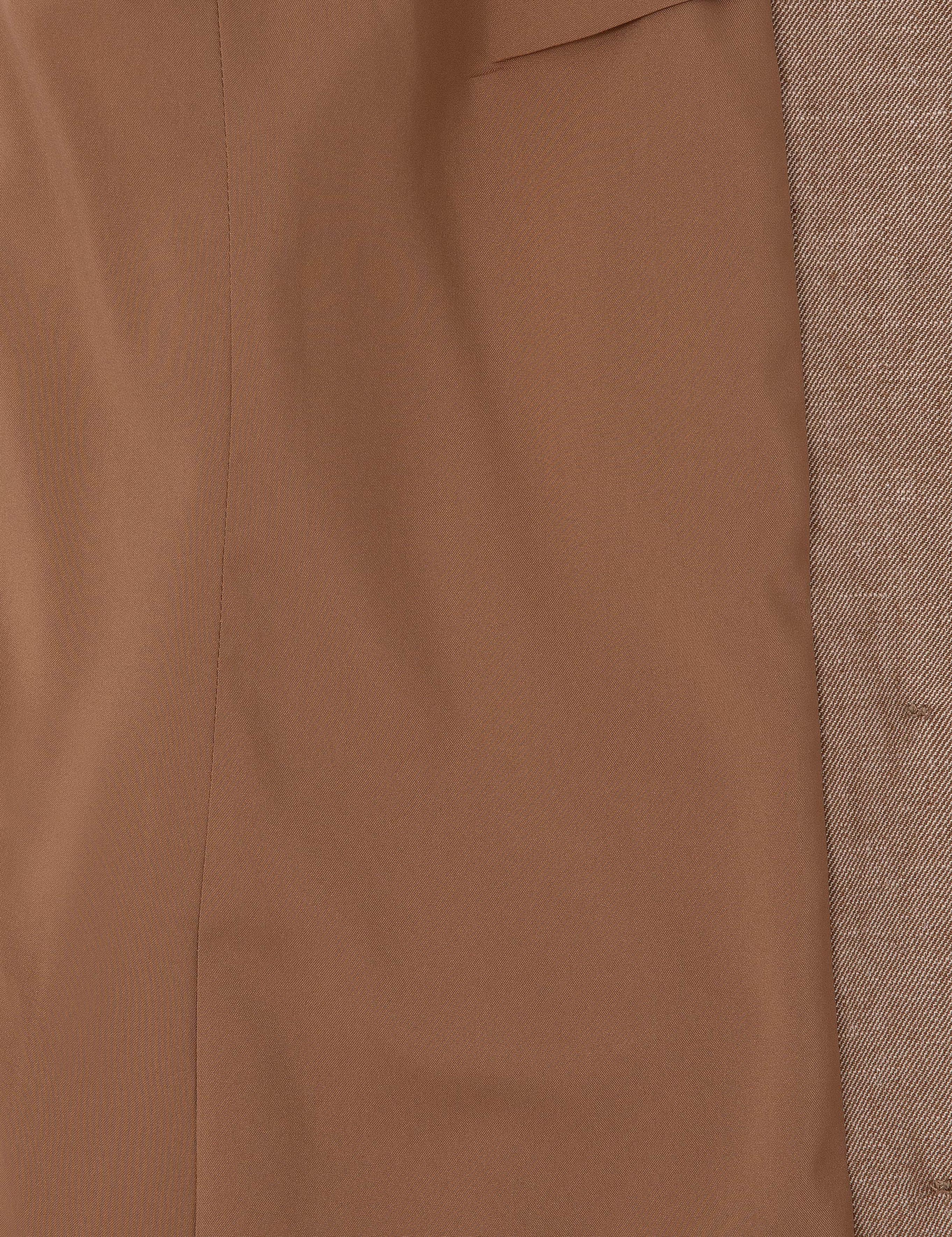 Camel Slim Fit Keten Karışımlı Ceket
