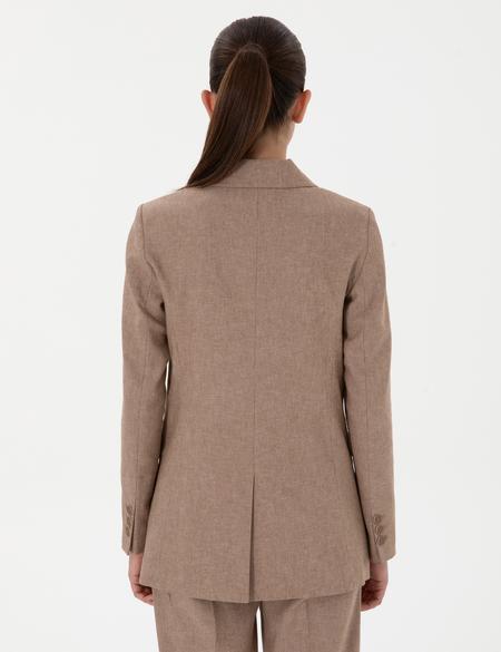 Camel Slim Fit Keten Karışımlı Ceket - 50299966003