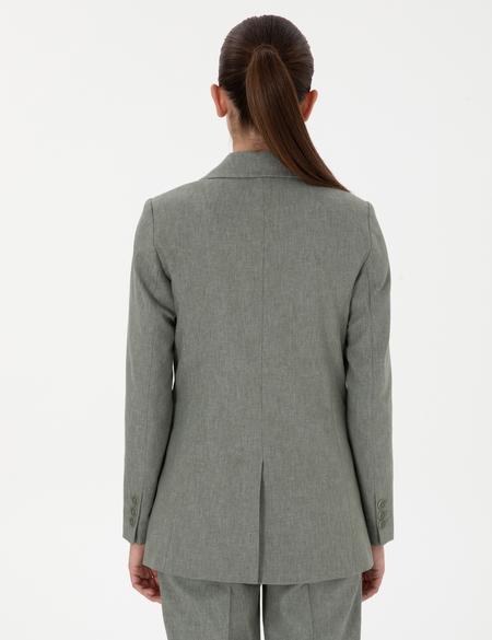 Haki Slim Fit Keten Karışımlı Ceket - 50299966025