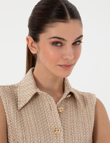 Bej Regular Fit Dokuma Elbise - 50305999004