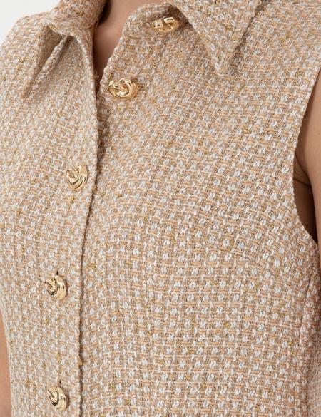 Bej Regular Fit Dokuma Elbise - 50305999004