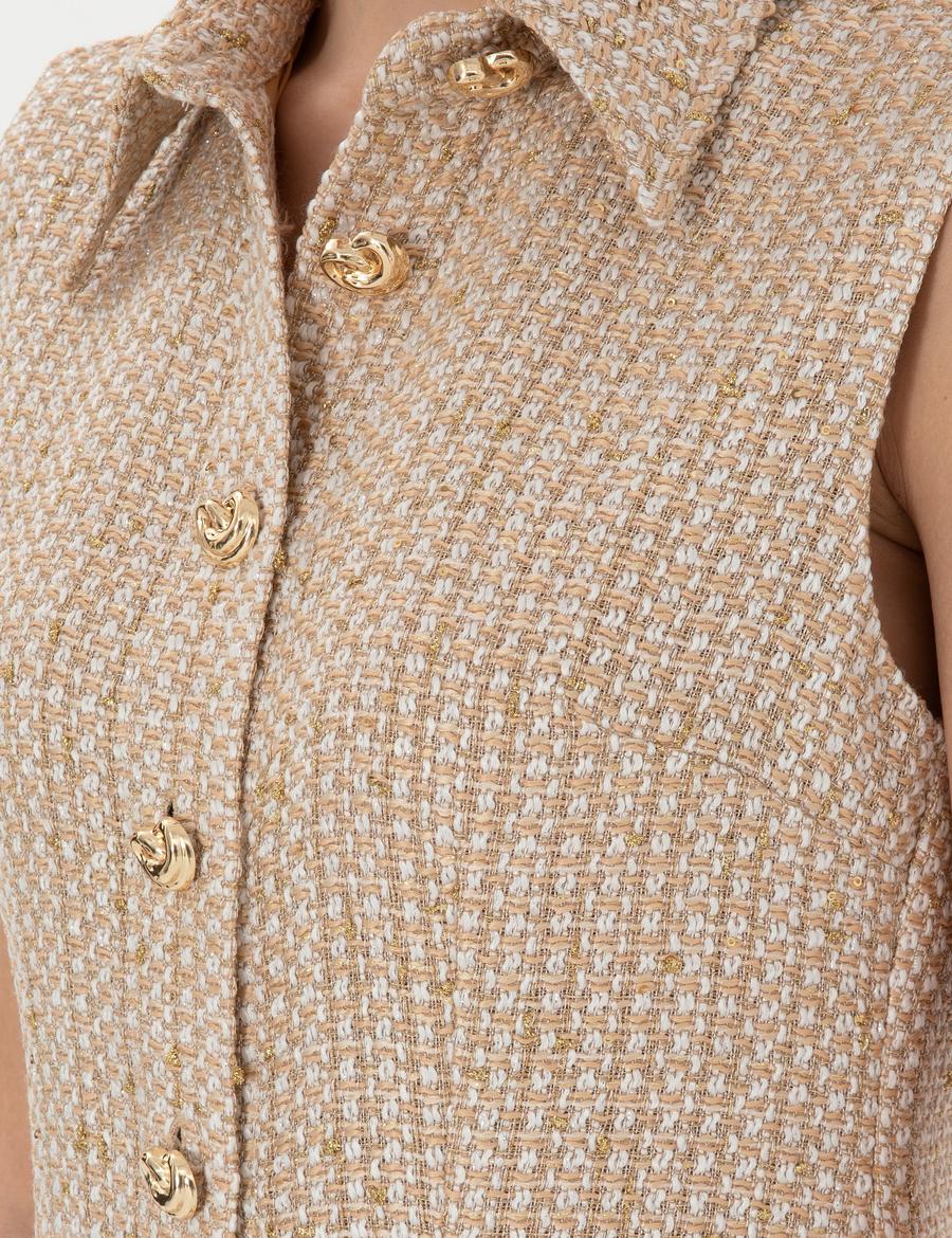 Bej Regular Fit Dokuma Elbise