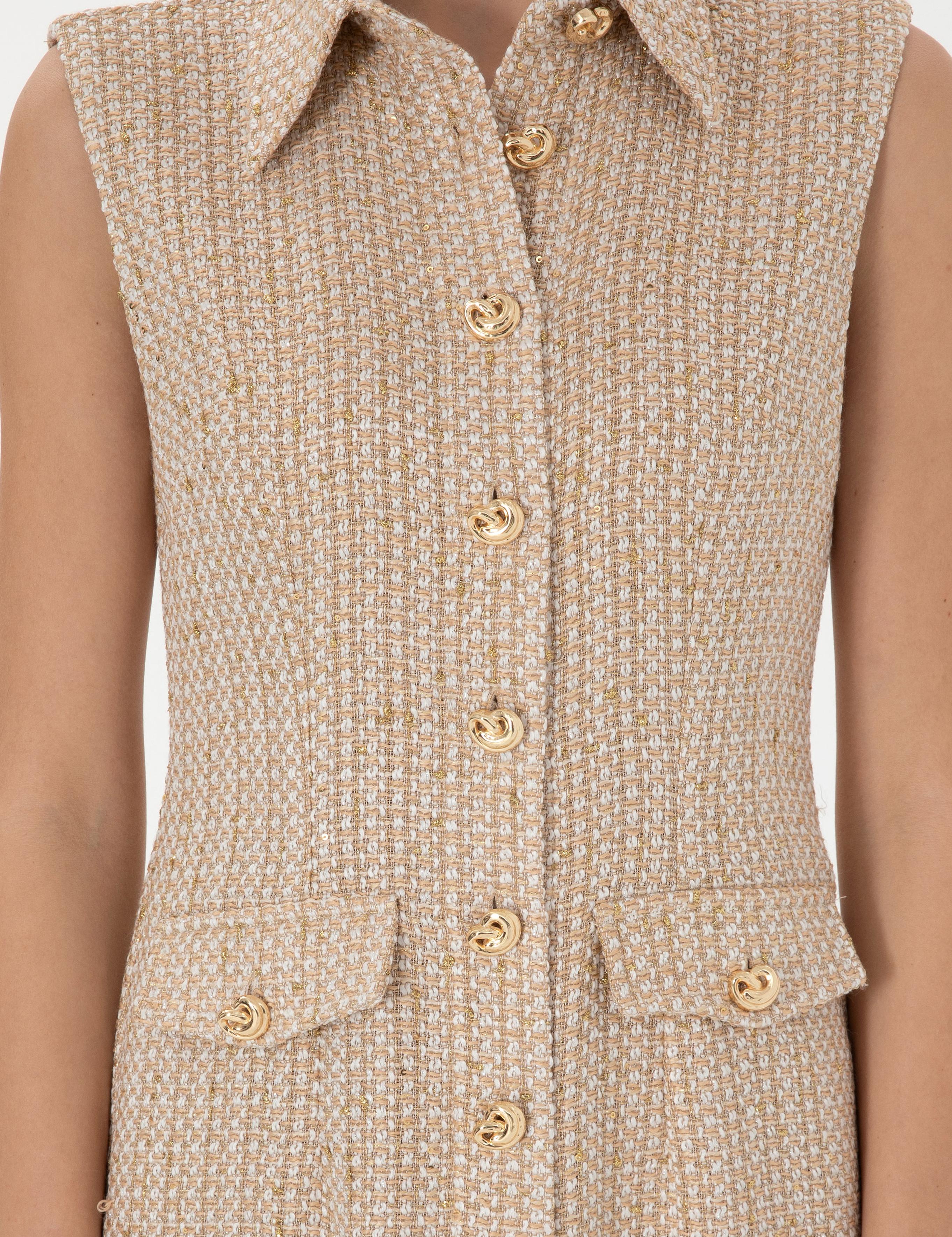 Bej Regular Fit Dokuma Elbise