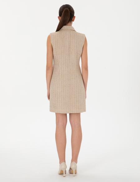 Bej Regular Fit Dokuma Elbise - 50305999004