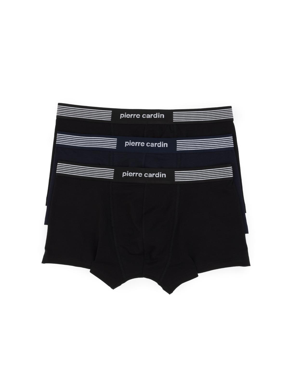 Siyah - Lacivert Pamuk Modal Karışımlı 3'lü Boxer - 50315165001