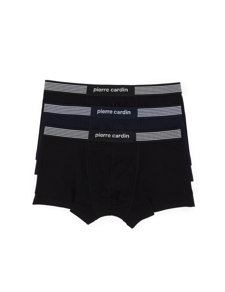 Siyah - Lacivert Pamuk Modal Karışımlı 3'lü Boxer