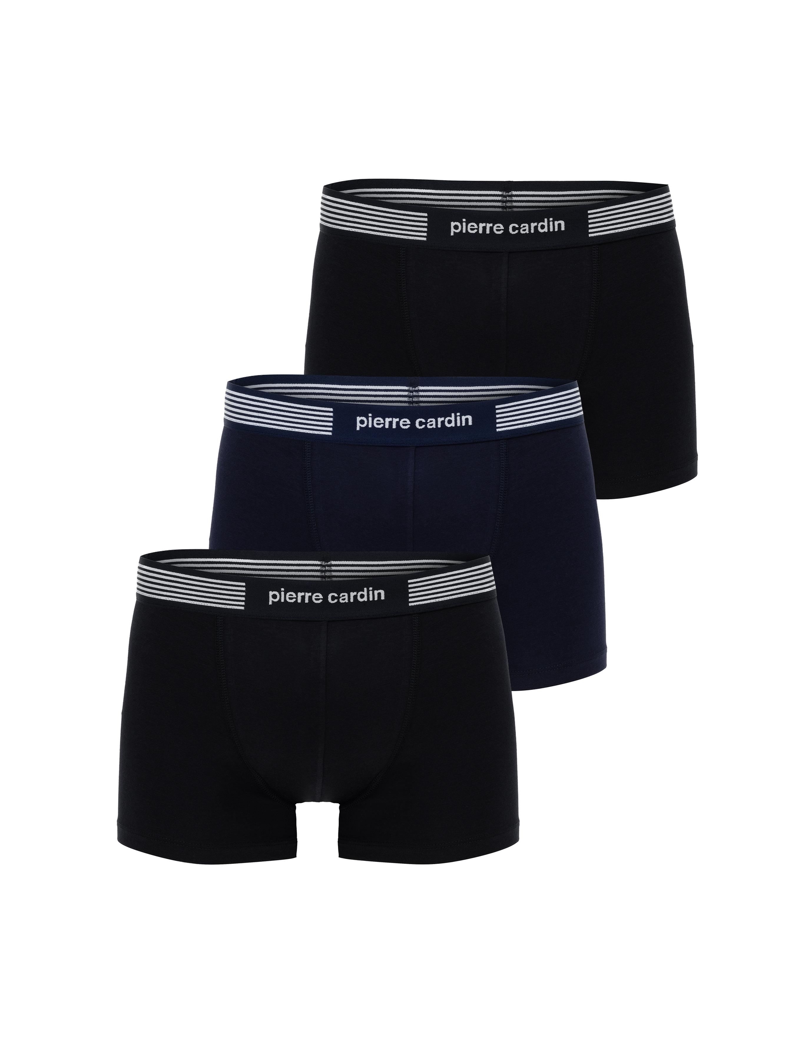 Siyah - Lacivert Pamuk Modal Karışımlı 3'lü Boxer