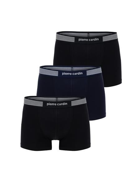 Siyah - Lacivert Pamuk Modal Karışımlı 3'lü Boxer - 50315165001
