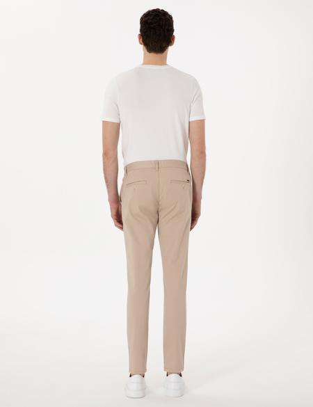 Bej Slim Fit Beli Lastikli Kanvas Pantolon - 50301759136