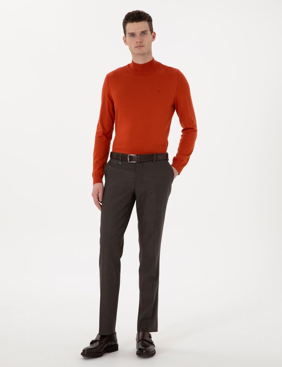 Kahverengi Slim Fit Kumaş Pantolon