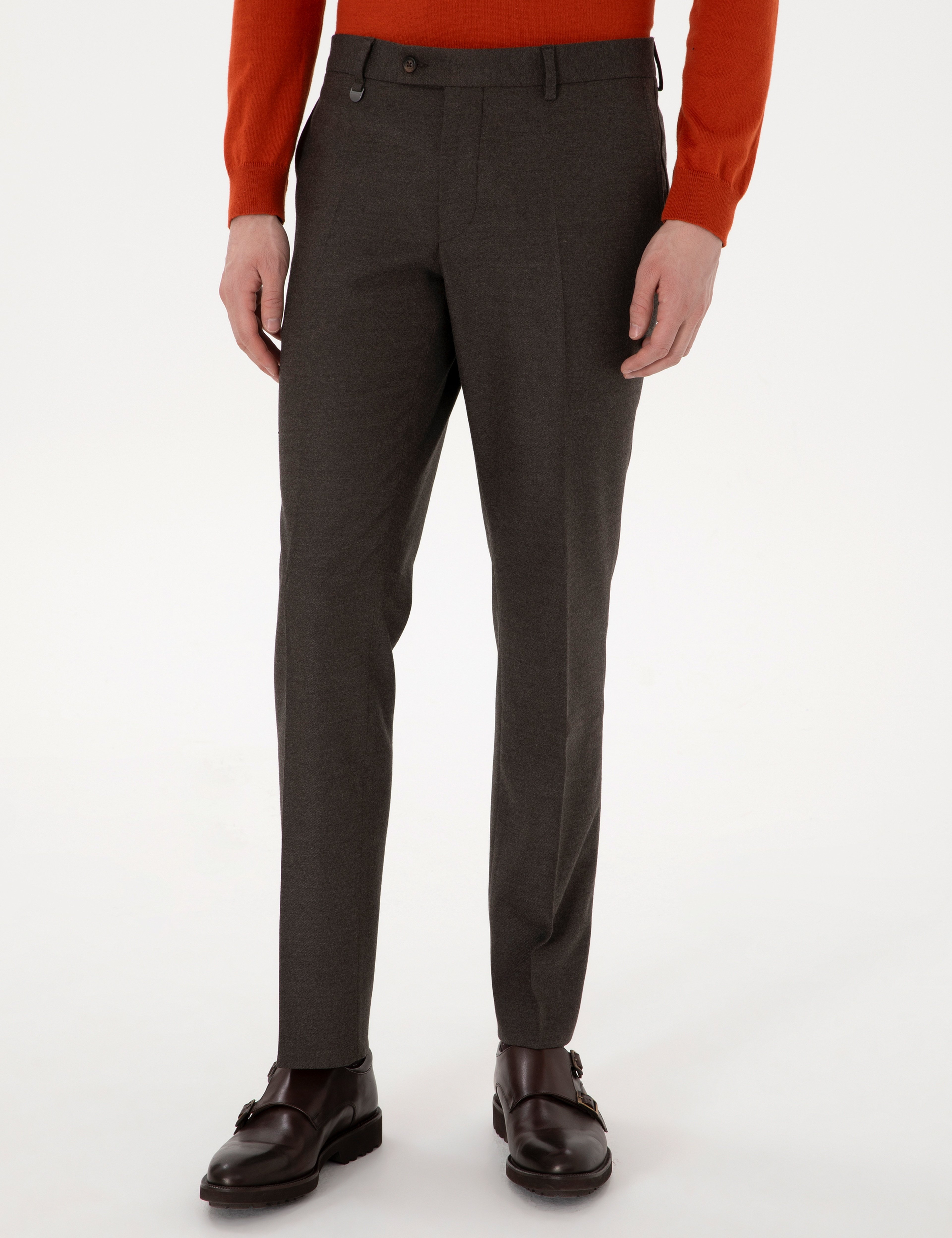 Kahverengi Slim Fit Kumaş Pantolon