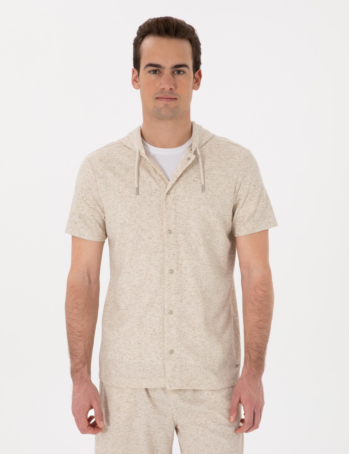 Bej Regular Fit Örme Gömlek