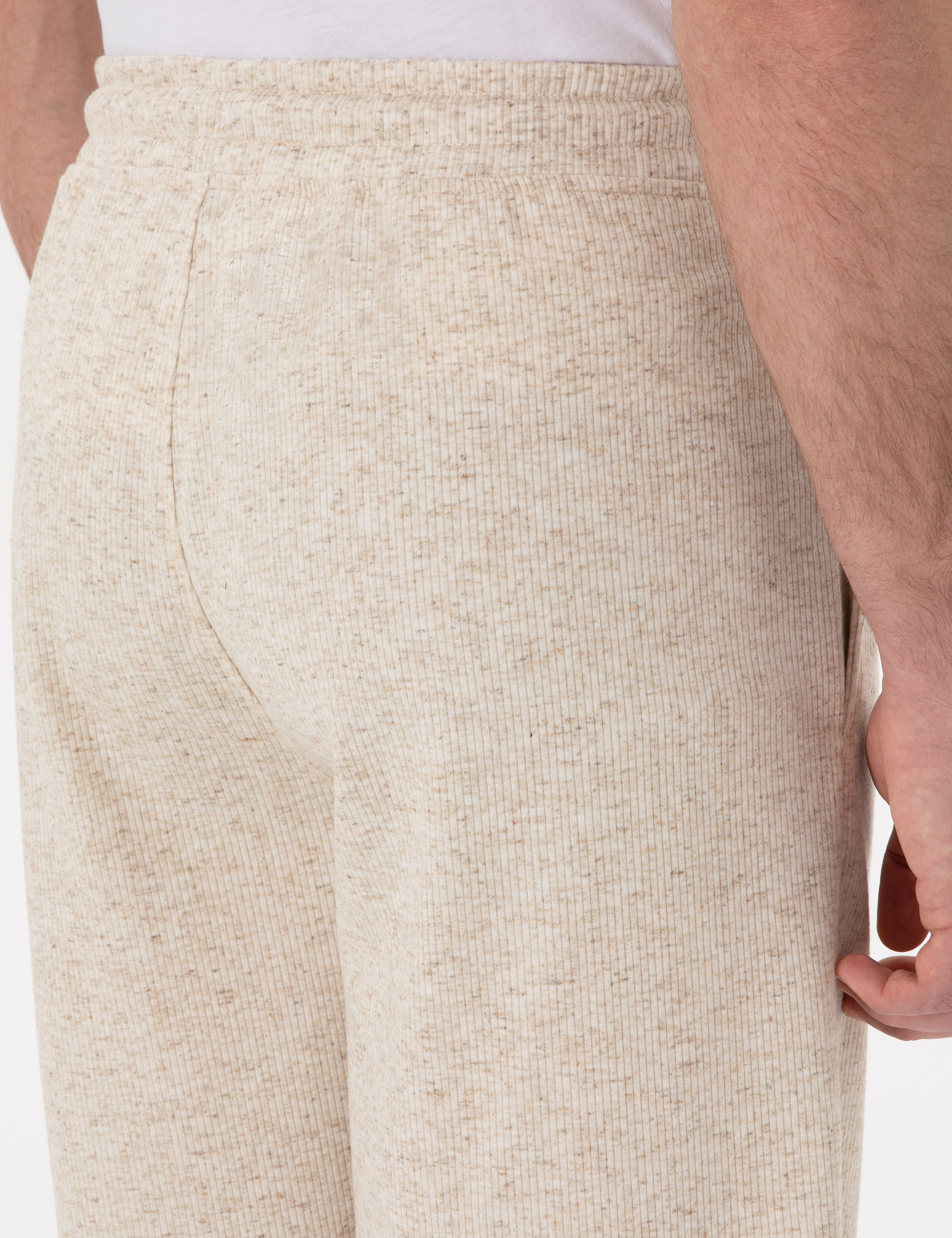 Bej Comfort Fit Keten Karışımlı Örme Şort - Image 6