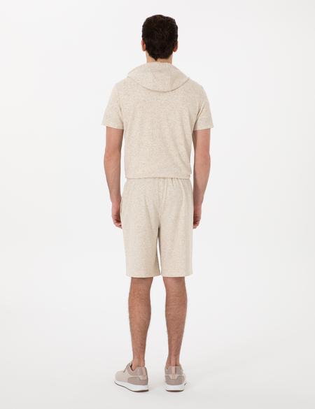 Bej Comfort Fit Keten Karışımlı Örme Şort - 50302548193