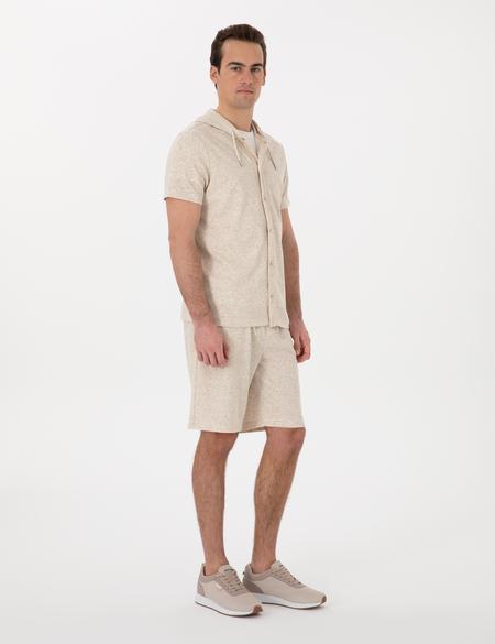 Bej Comfort Fit Keten Karışımlı Örme Şort - 50302548193