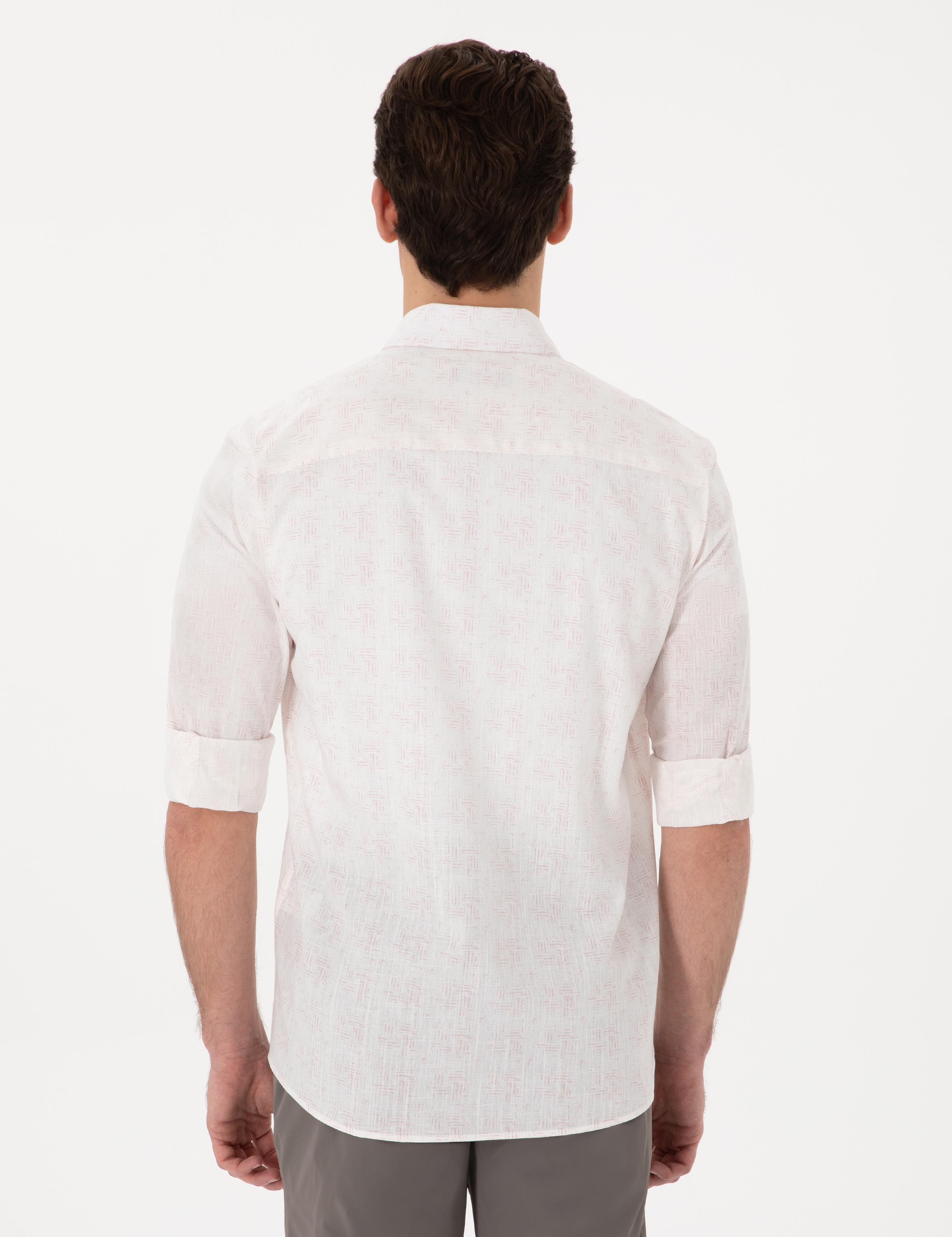 Nar Çiçeği Baskılı Regular Fit Uzun Kollu Gömlek