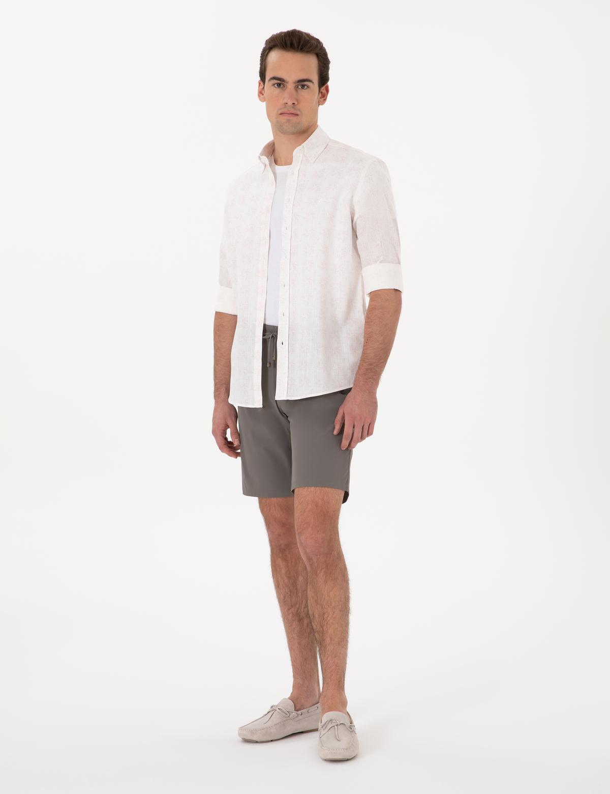 Nar Çiçeği Baskılı Regular Fit Uzun Kollu Gömlek - 50304544003