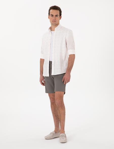 Nar Çiçeği Baskılı Regular Fit Uzun Kollu Gömlek - 50304544003