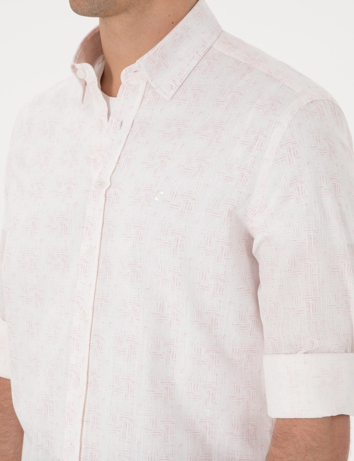 Nar Çiçeği Baskılı Regular Fit Uzun Kollu Gömlek - 50304544003