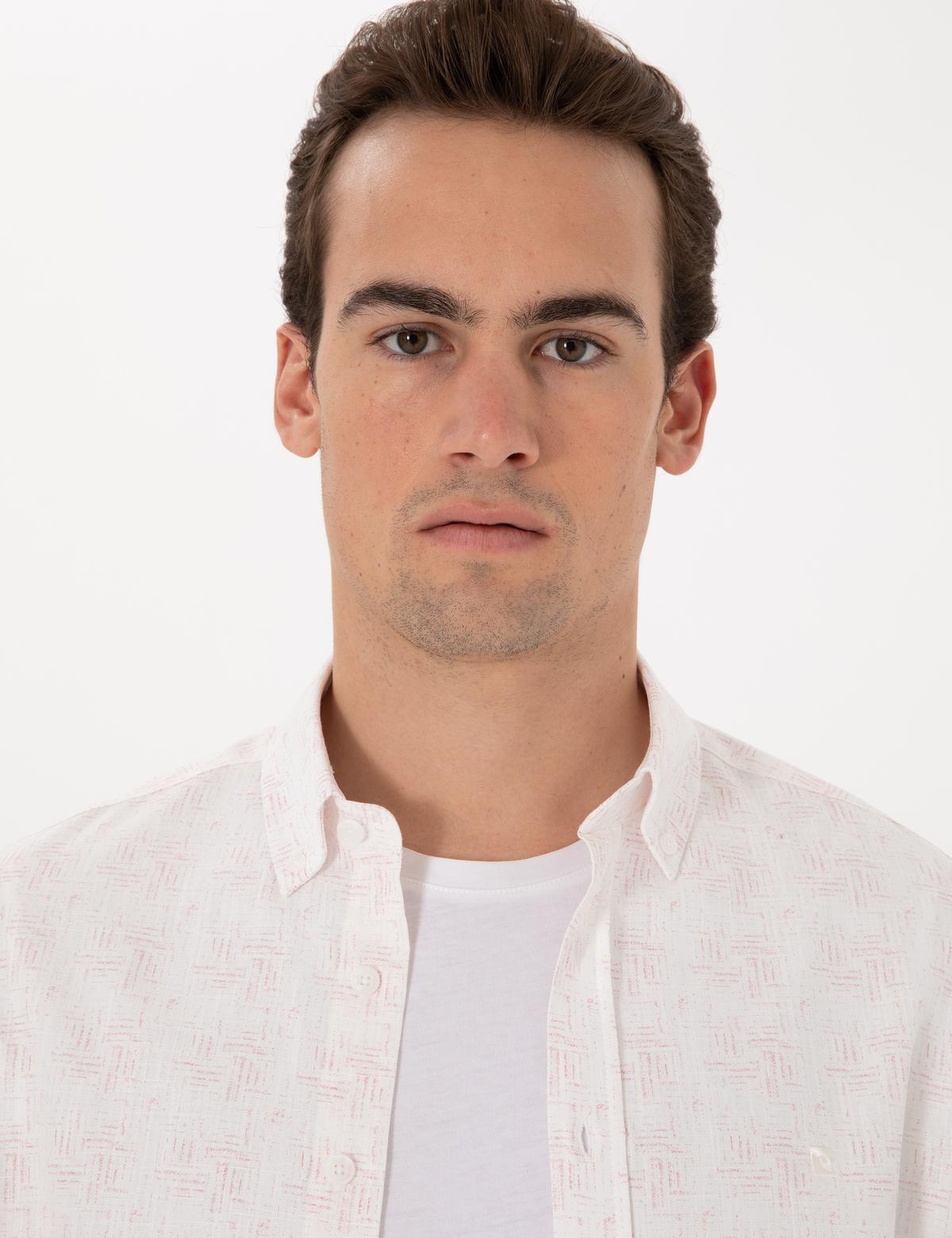 Nar Çiçeği Baskılı Regular Fit Uzun Kollu Gömlek - 50304544003