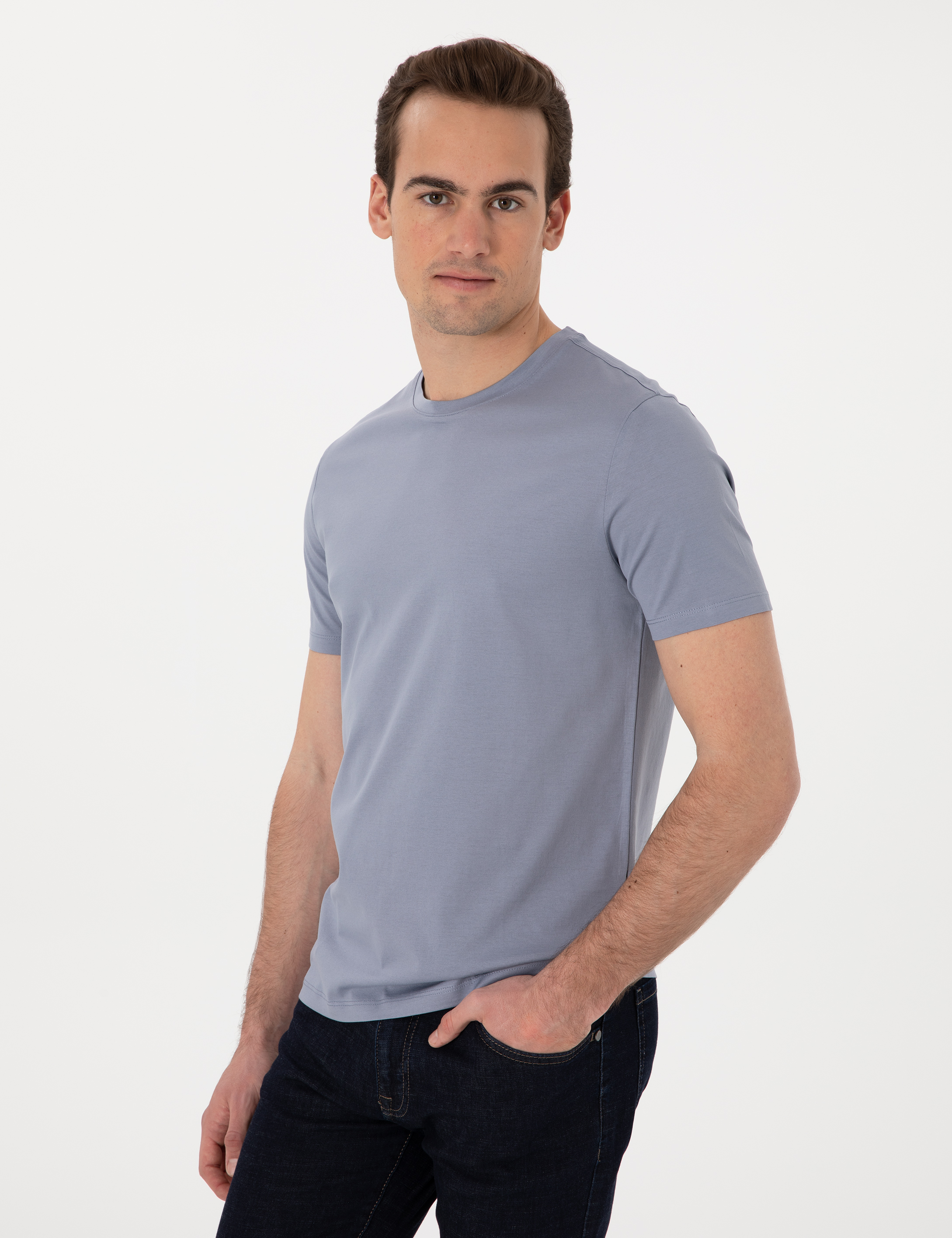 Mavi Slim Fit Merserize Basic Tişört - Image 3