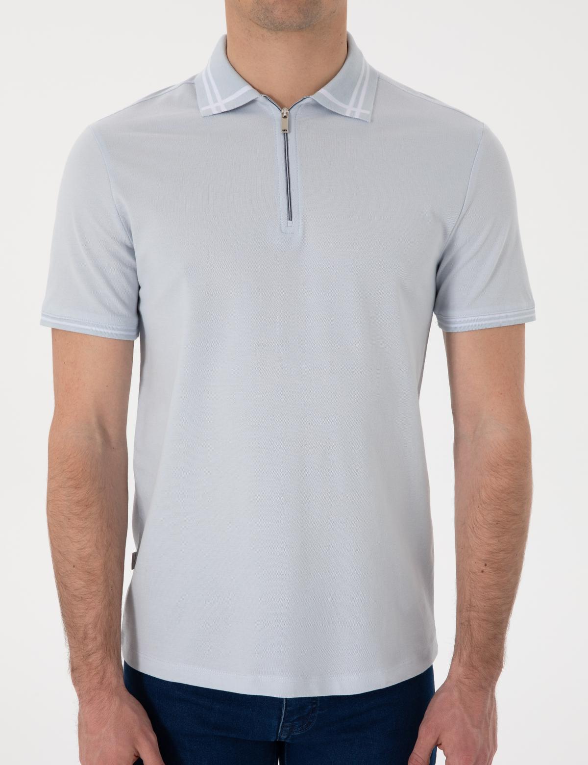 Açık Mavi Slim Fit Tişört - 50302607195