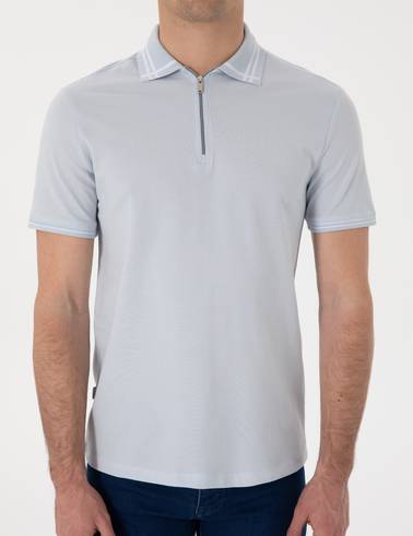 Açık Mavi Slim Fit %100 Pamuk Tişört