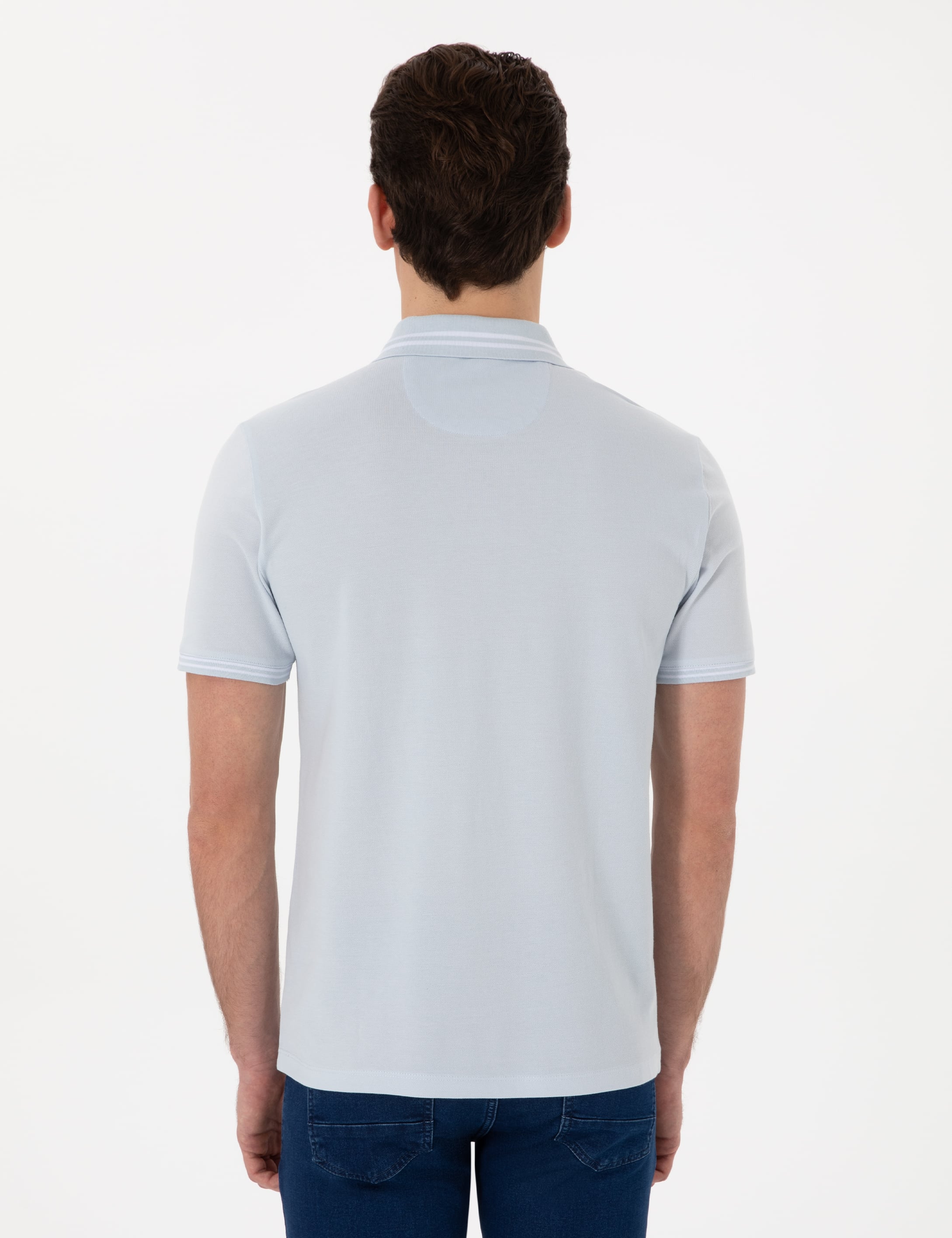Açık Mavi Slim Fit %100 Pamuk Tişört