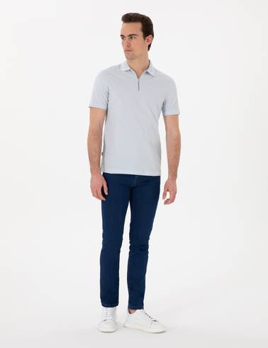 Açık Mavi Slim Fit %100 Pamuk Tişört