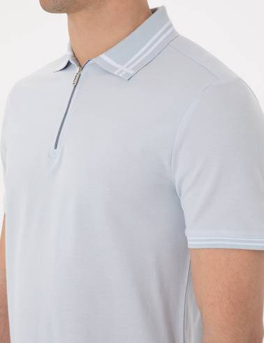 Açık Mavi Slim Fit %100 Pamuk Tişört