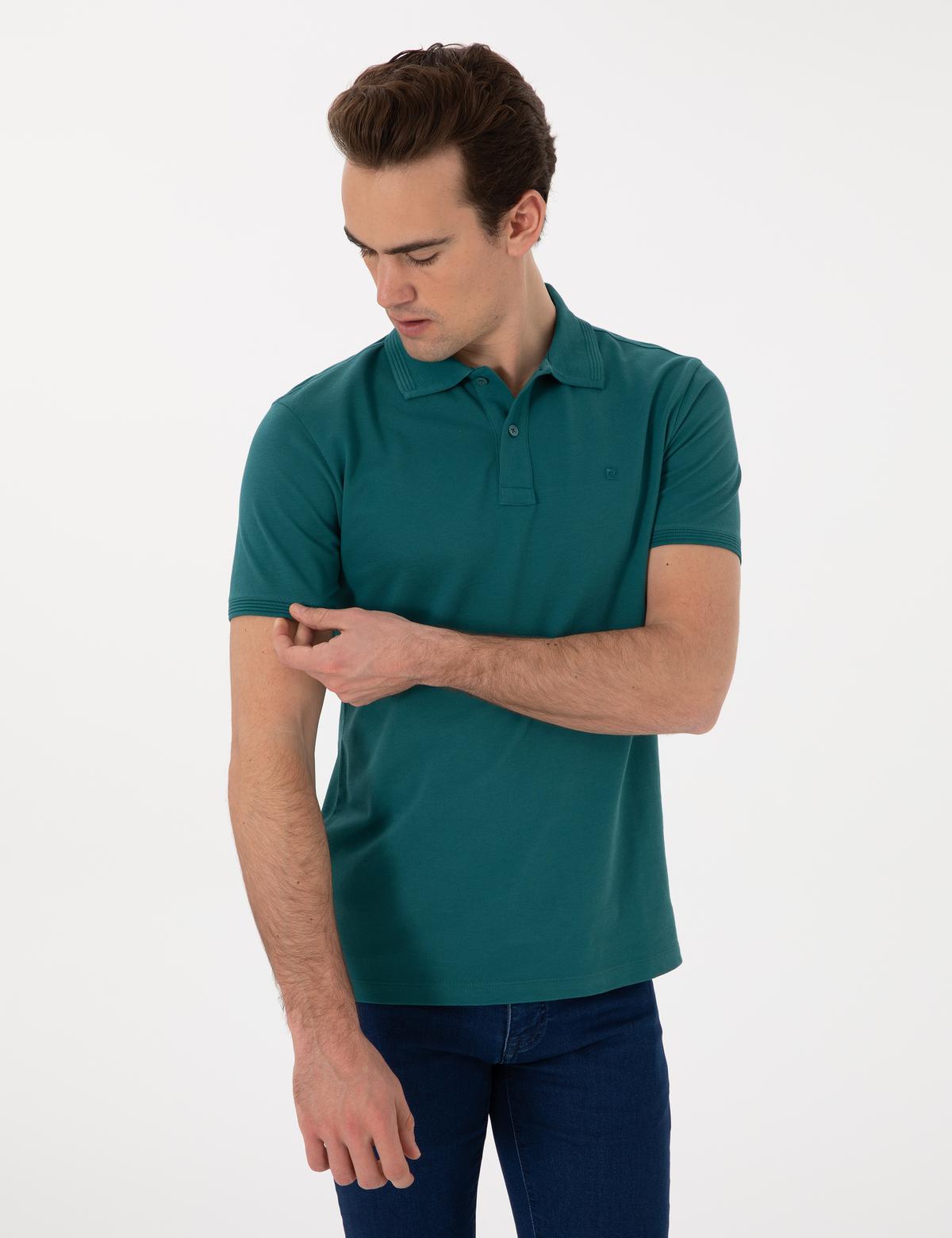 Zümrüt Slim Fit Kıvrılmaz Polo Yaka Basic Tişört - 50302561071