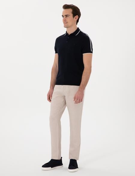 Lacivert Slim Fit Düğmeli Polo Yaka Triko Tişört - 50307314008