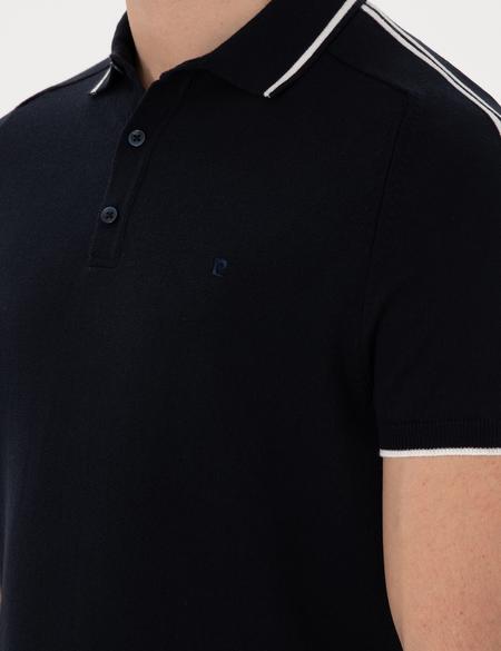 Lacivert Slim Fit Düğmeli Polo Yaka Triko Tişört - 50307314008