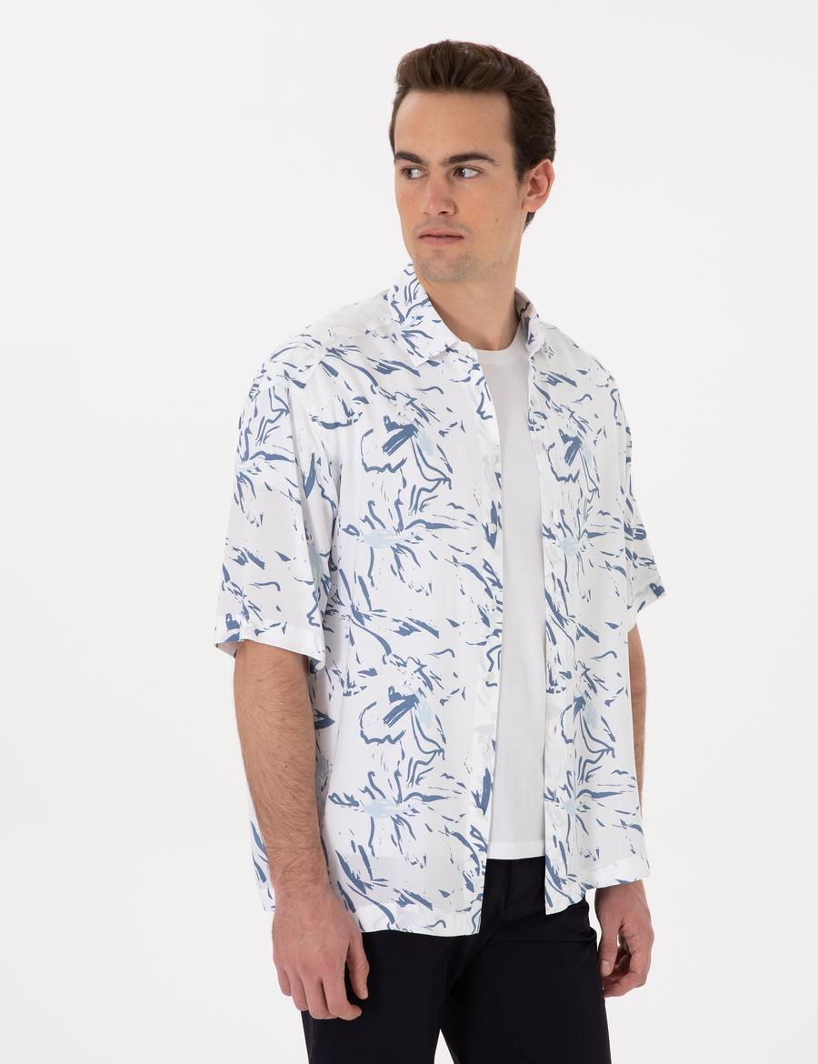 Mavi Loose Rahat Kalıp Kısa kollu Gömlek