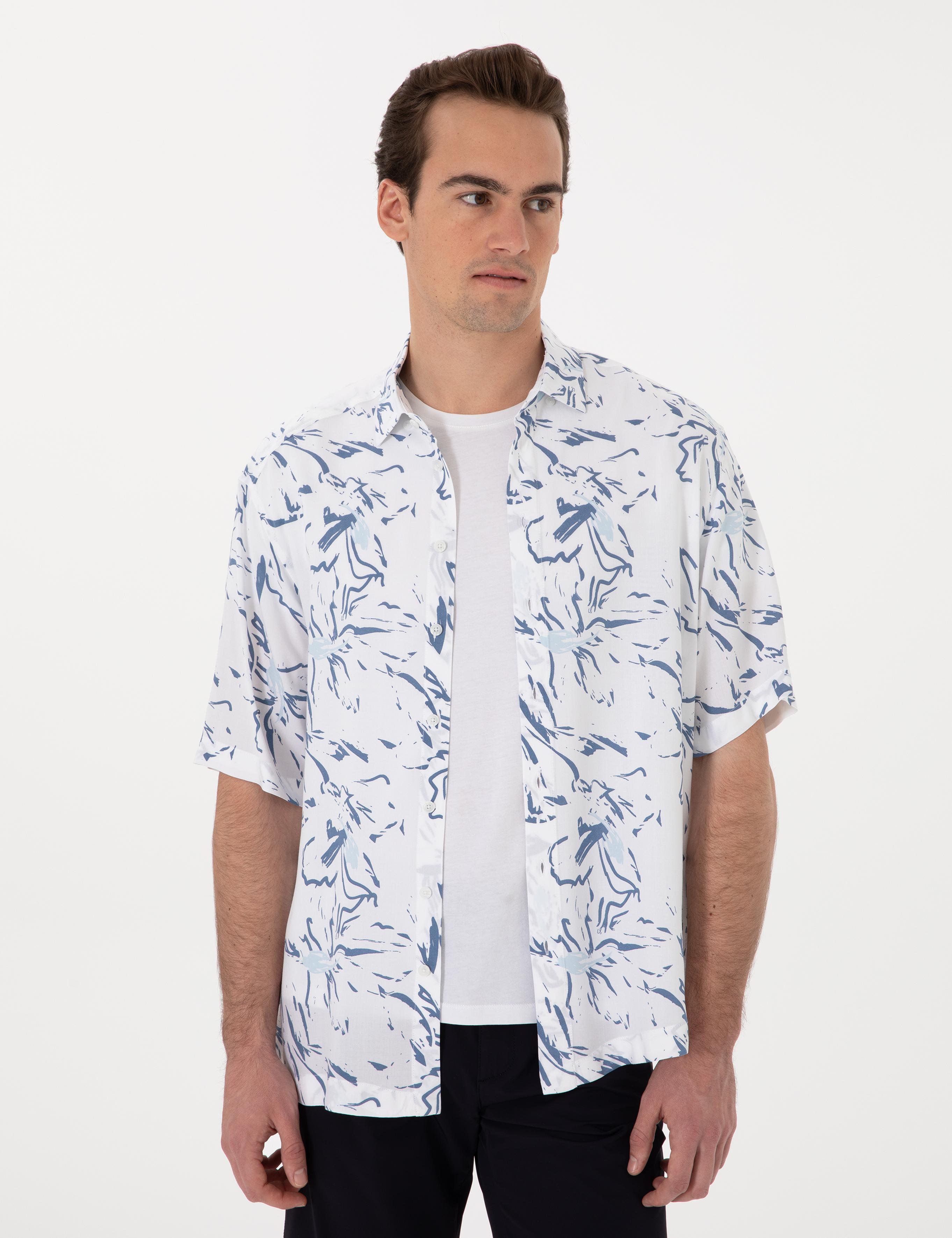 Mavi Loose Rahat Kalıp Kısa kollu Gömlek