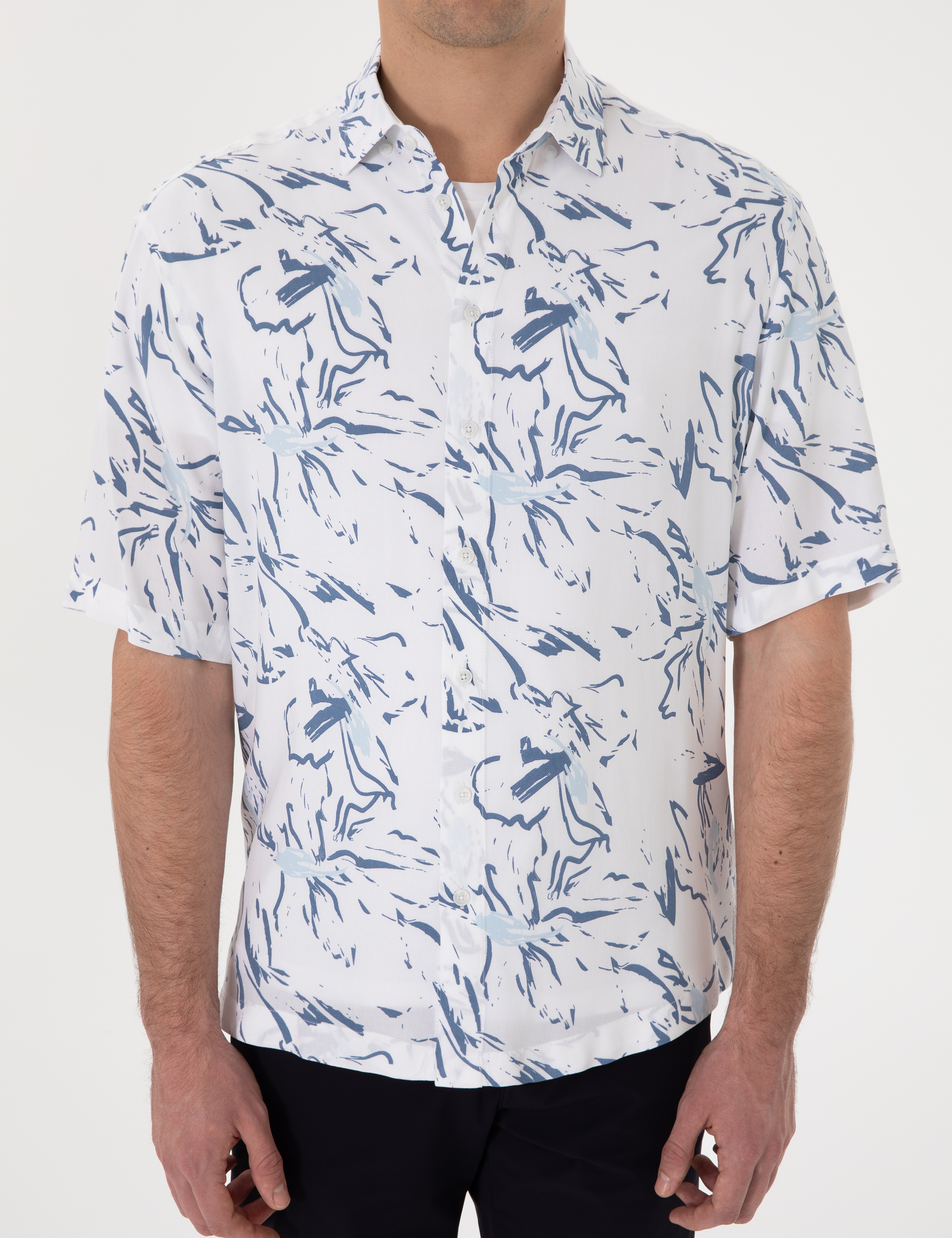 Mavi Loose Rahat Kalıp Kısa kollu Gömlek - Image 6