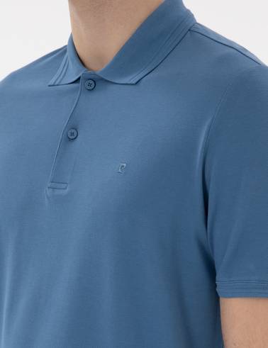 Koyu Mavi Regular Fit %100 Pamuk Polo Yaka Basic Tişört
