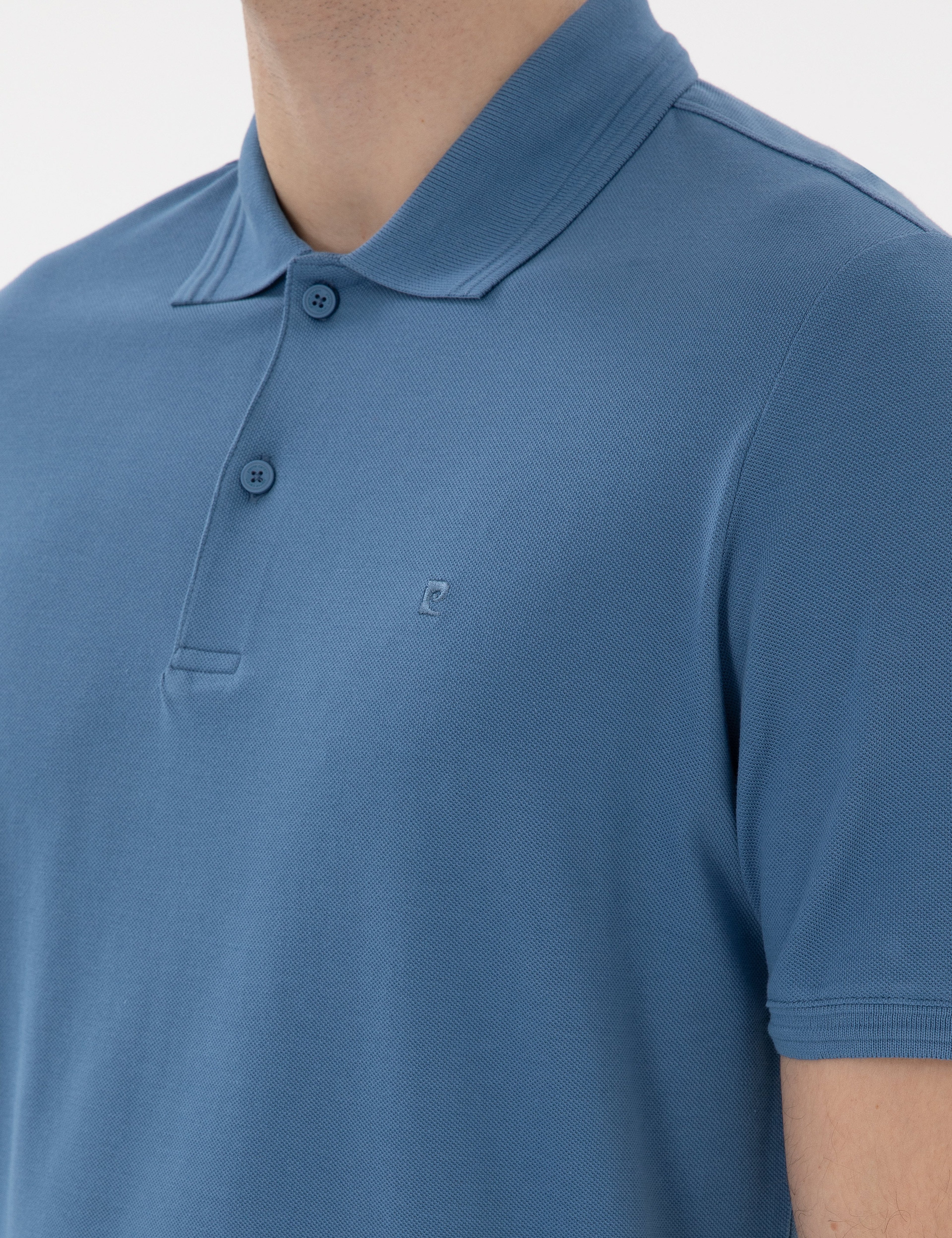 Koyu Mavi Regular Fit %100 Pamuk Polo Yaka Basic Tişört - Image 7