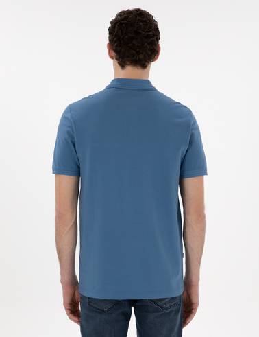 Koyu Mavi Regular Fit %100 Pamuk Cepli Polo Yaka Basic Tişört