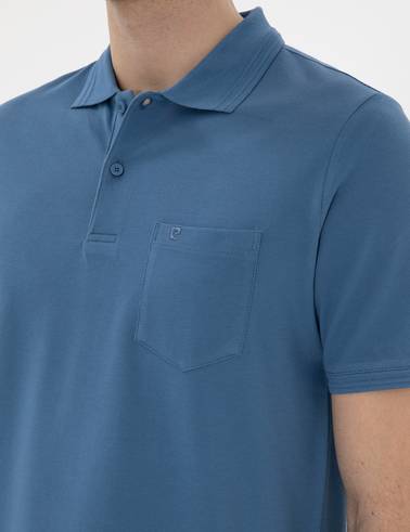 Koyu Mavi Regular Fit %100 Pamuk Cepli Polo Yaka Basic Tişört
