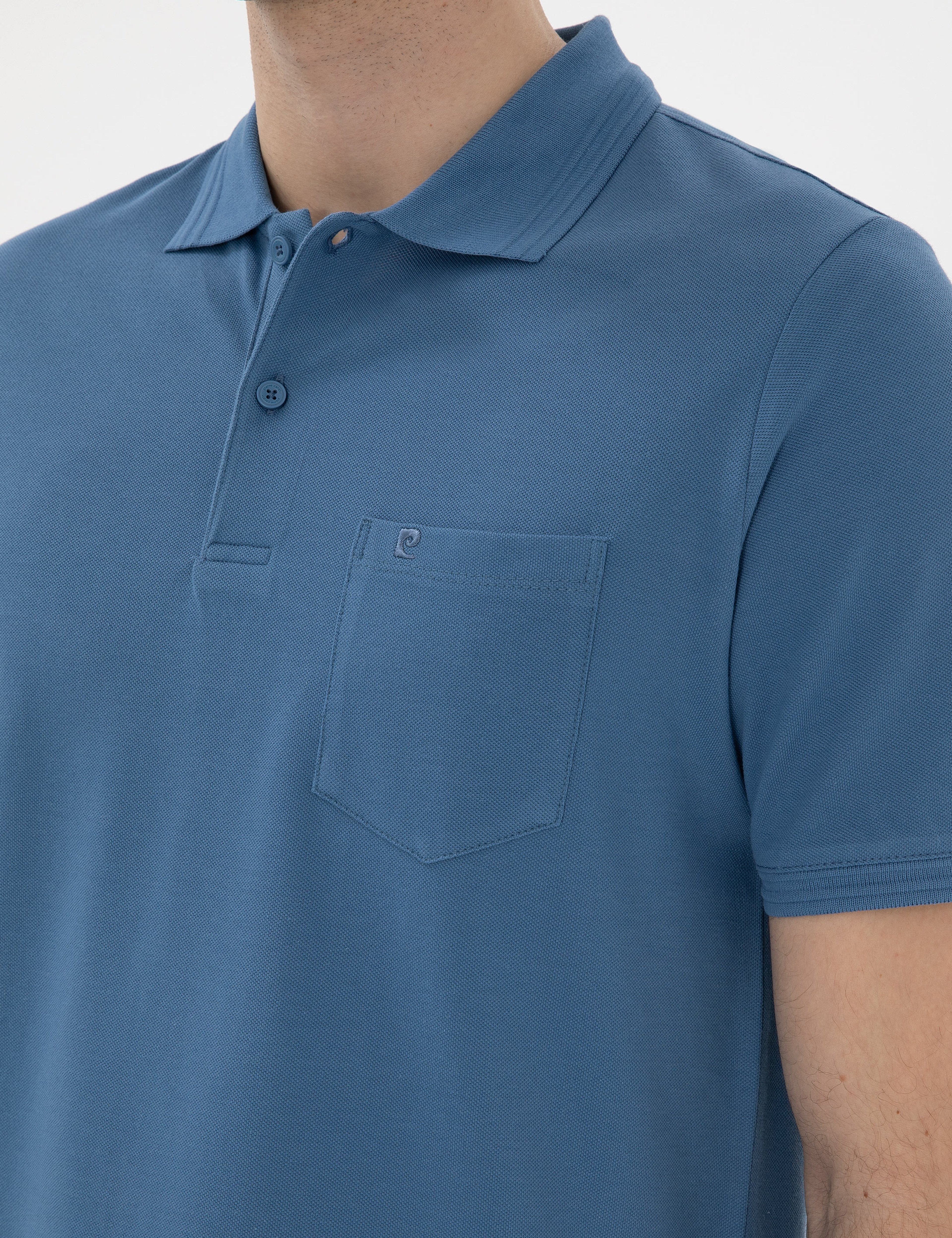 Koyu Mavi Regular Fit %100 Pamuk Cepli Düğmeli Polo Yaka Basic Tişört