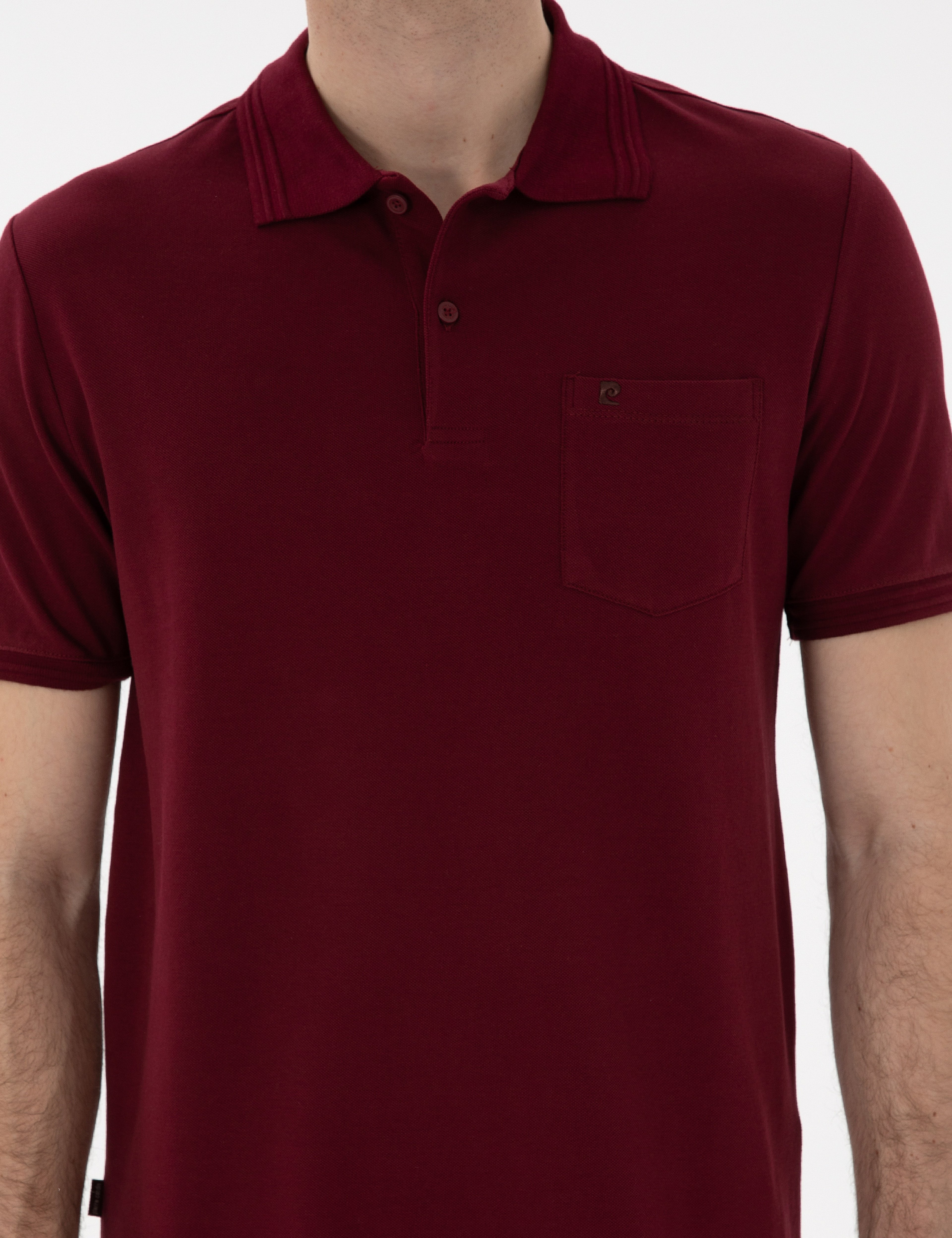 Bordo Regular Fit %100 Pamuk Cepli Düğmeli Polo Yaka Basic Tişört