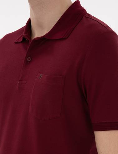 Bordo Regular Fit %100 Pamuk Cepli Polo Yaka Basic Tişört